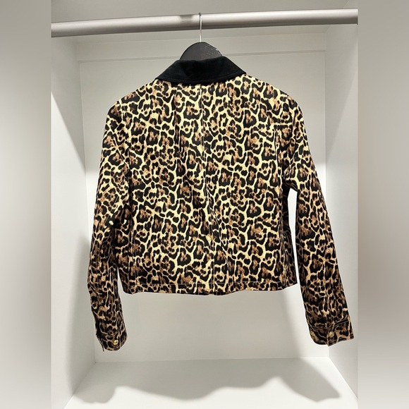 J. Crew Short Barn Jacket™ in leopard cotton canvas XS corduroy collar NEW light - Picture 3 of 14